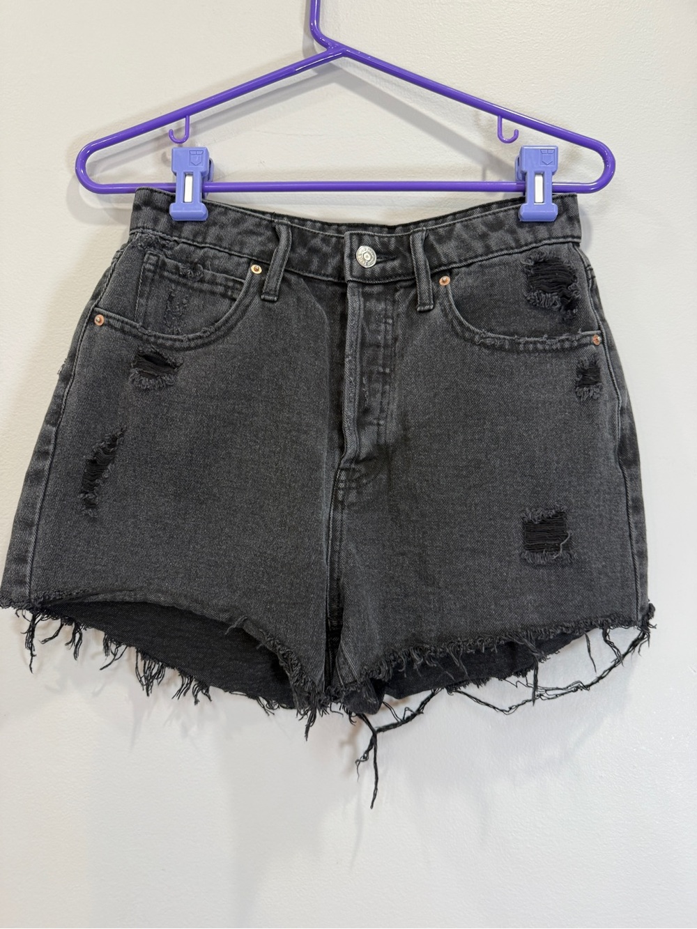 wild fable Black Distressed High-Rise Jean Shorts